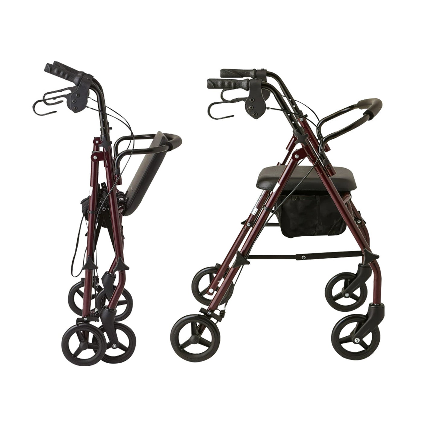 NNEDPE Foldable Steel Frame Rollator 4-Wheel Walker