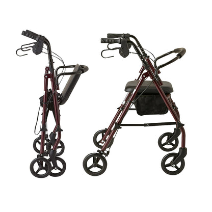 NNEDPE Foldable Steel Frame Rollator 4-Wheel Walker